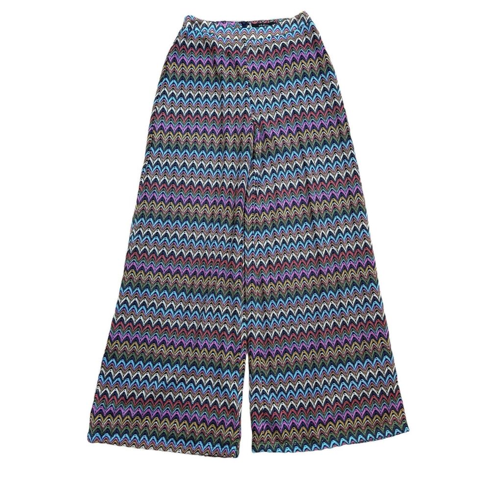 Wide Leg Boho Pants Island Zig Zag Lined Size Medium